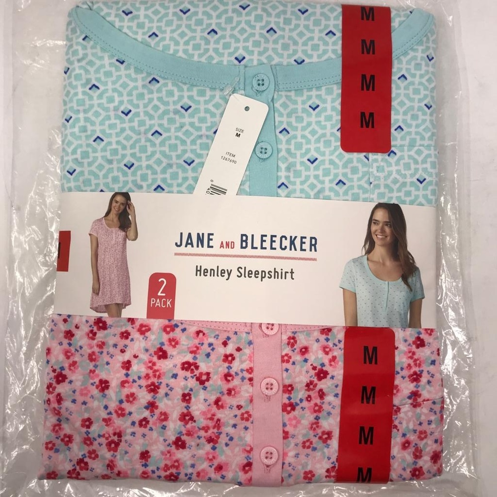 Jane and Bleecker Womens Henley Sleepshirts 2 Pack - Picture 8 of 8